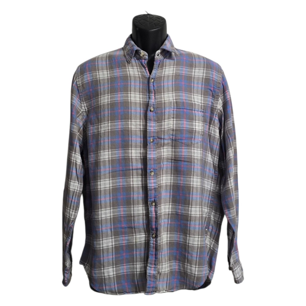 J. Crew Linen Blend Plaid Long Sleeve Casual Button Down Sz M